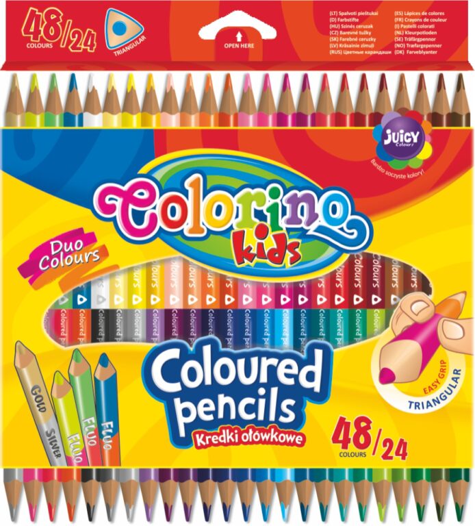 Kredki ołówkowe trójkątne 18=36 kolorów Colorino Kids