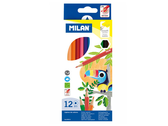 Kredki ołówkowe sześciokątne 12 kolorów Milan