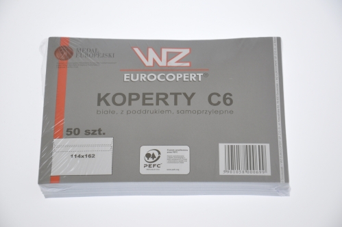 Koperta C6 samoprzylepna z poddrukiem 50szt. WZ Eurocopert