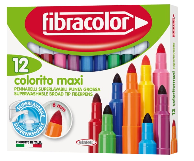 Flamastry colorito maxi 12 kolorów Fibracolor