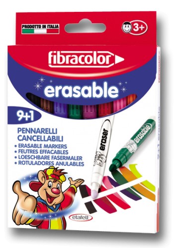 Flamastry wymazywalne Erasable 9+1 kolorów Fibracolor