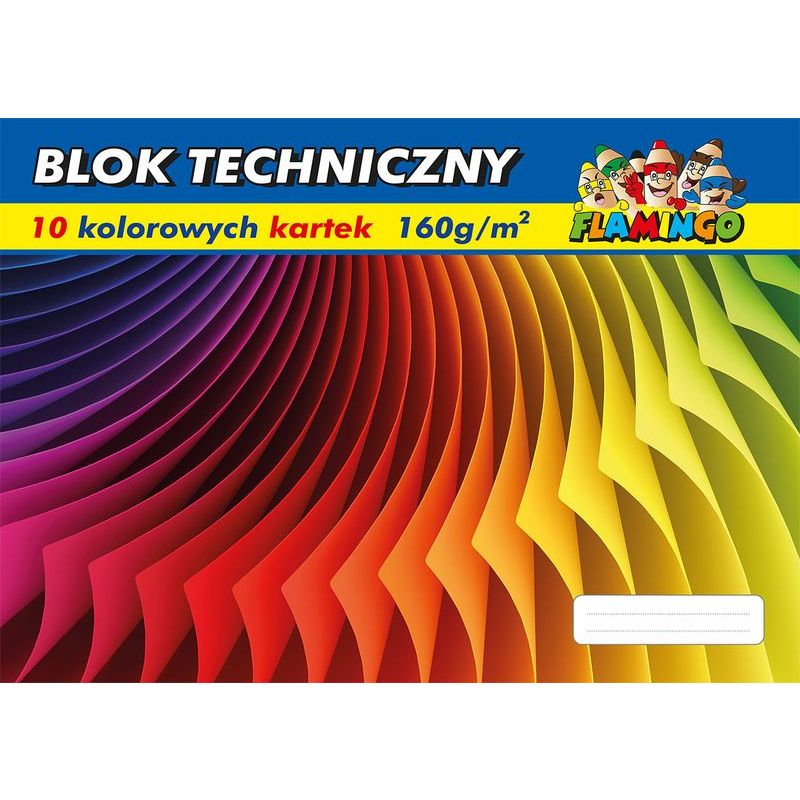  Blok techniczny kolorowy A3/10 kartek 160g Falmingo