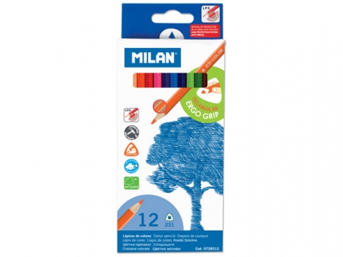 Kredki ołówkowe trójkątne 12 kolorów Milan