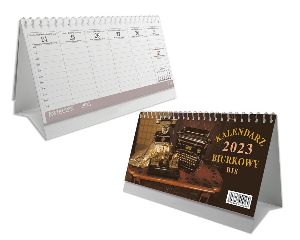 Kalendarz biurkowy stojący tygodniowy poziomy 2023 25x12cm Sapt