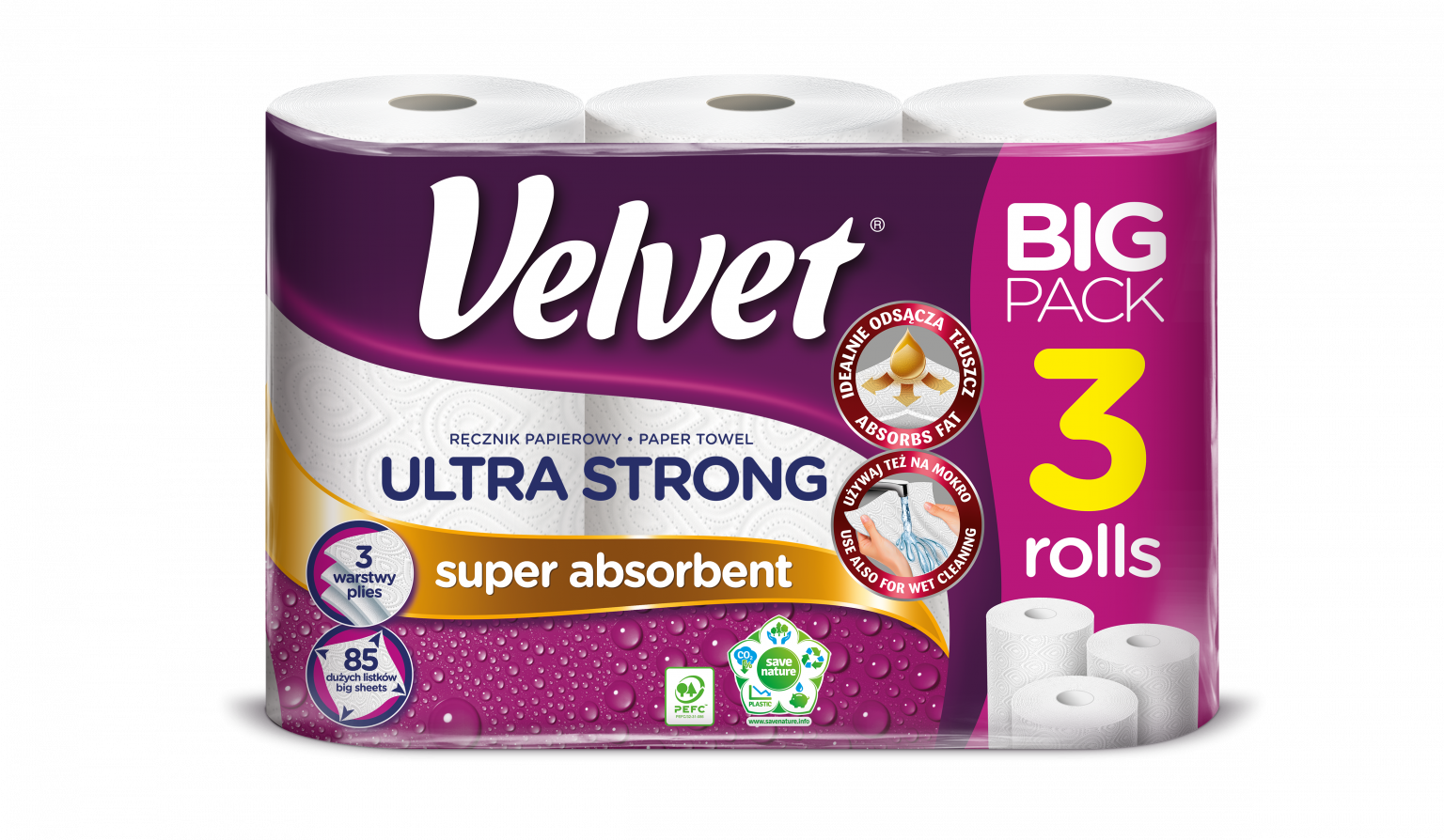 Ręcznik papierowy 3W Ultra Strong 3szt. Velvet 