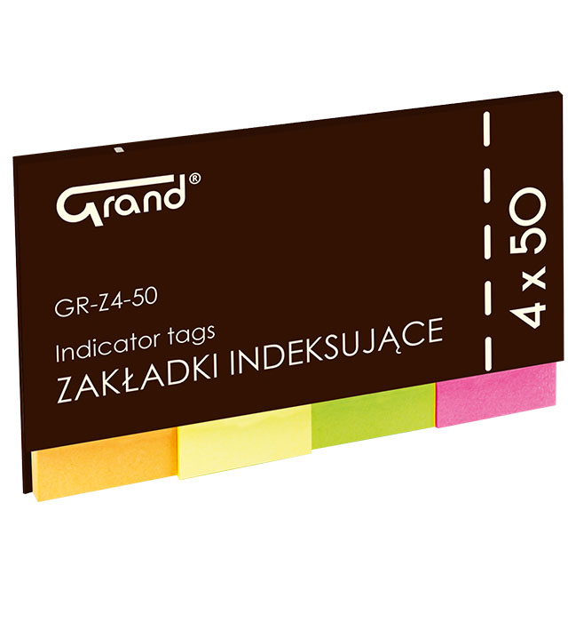 Zakładki indeksujące 50x20m 4 kol.x50kart. GR-Z4-50 Grand