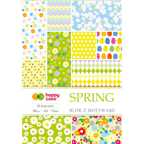 Papier kolorowy z motywami Spring A4/15kart Happy Color