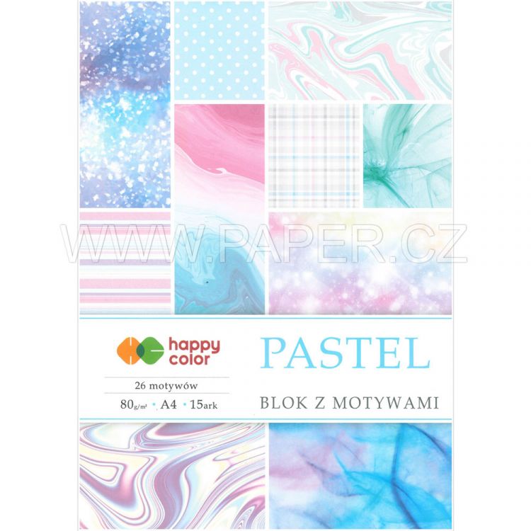 Papier kolorowy z motywami Pastel A4/15kart Happy Color