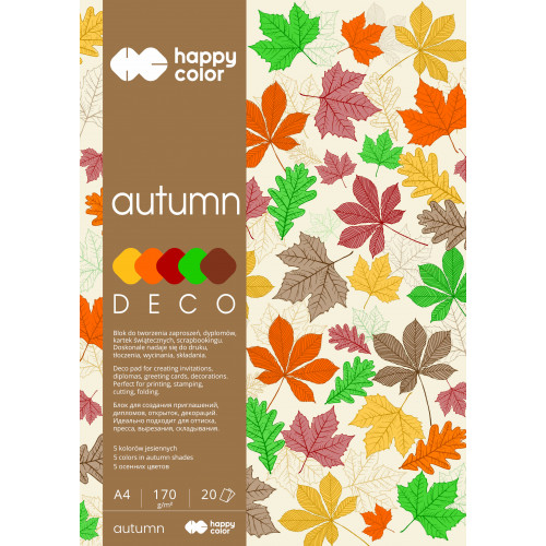 Blok techniczny kolorowy Deco Autumn A4/20 kartek 170g Happy Color