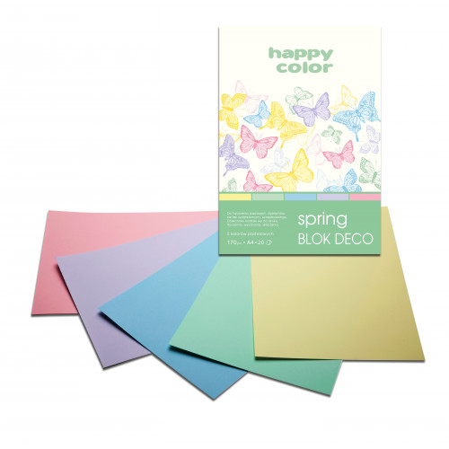 Blok techniczny kolorowy Deco Spring A4/20 kartek 170g Happy Color
