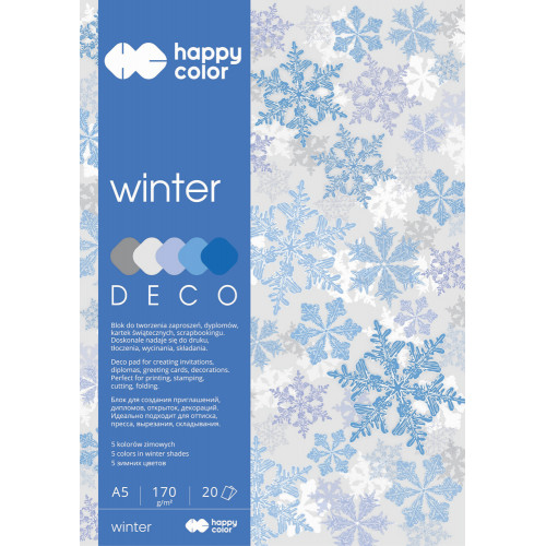 Blok techniczny kolorowy Deco Winter A4/20 kartek 170g Happy Color