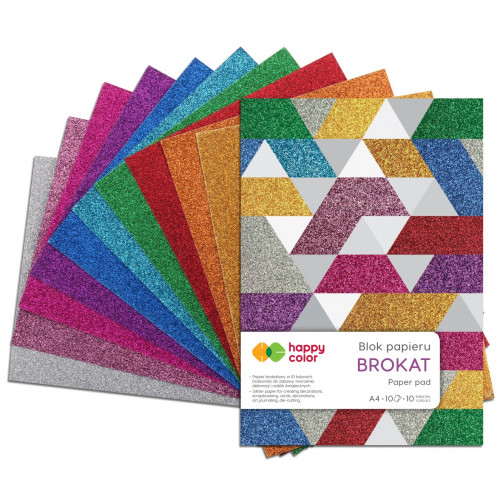 Blok techniczny kolorowy Brokat A4/10 kartek 150g Happy Color