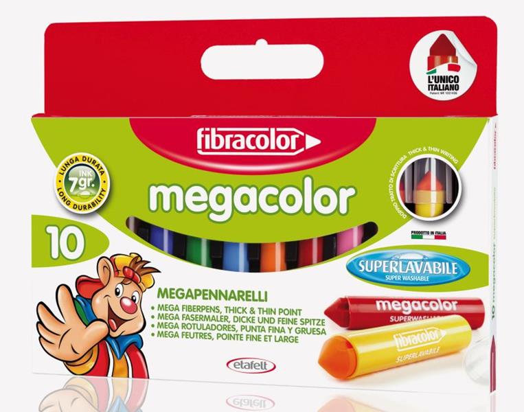 Flamastry Megacolor 10 kolorów Fibracolor