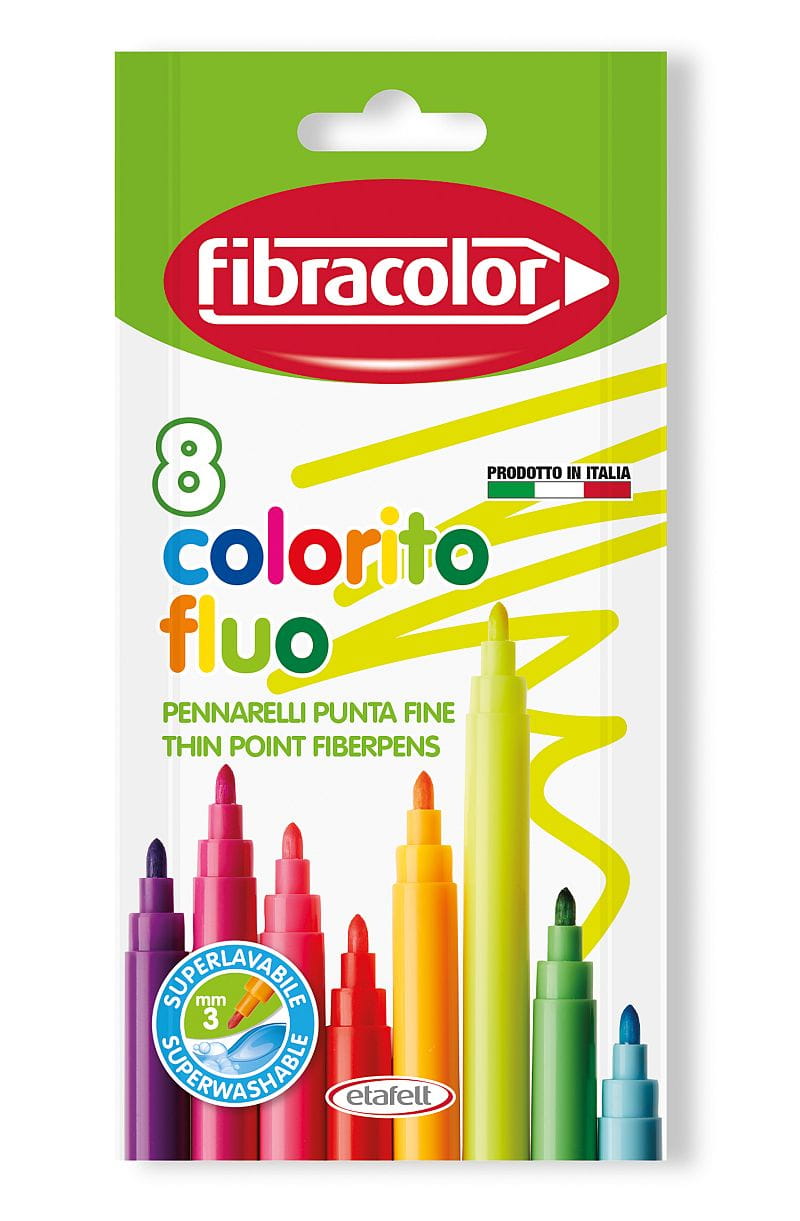 Flamastry fluorescencyjne 8 kolorów Fibracolor