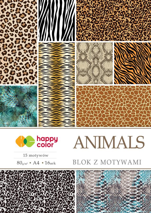 Blok z motywami animals 80g A4/16kart Happy Color