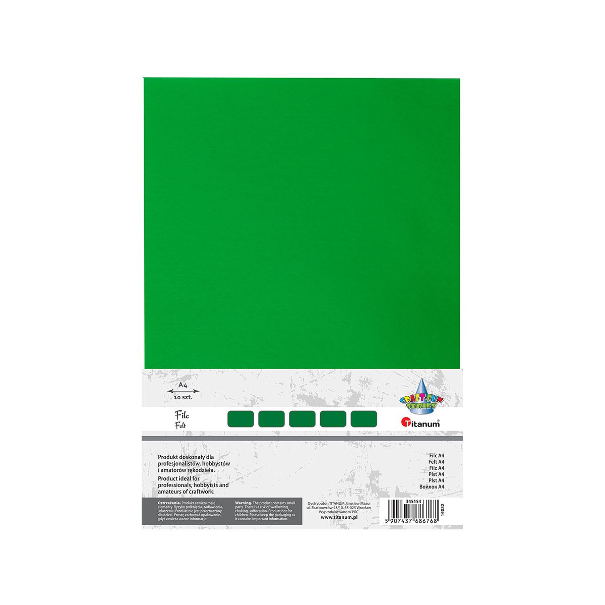 Filc A4/10ark. 200g zielony Titanum 