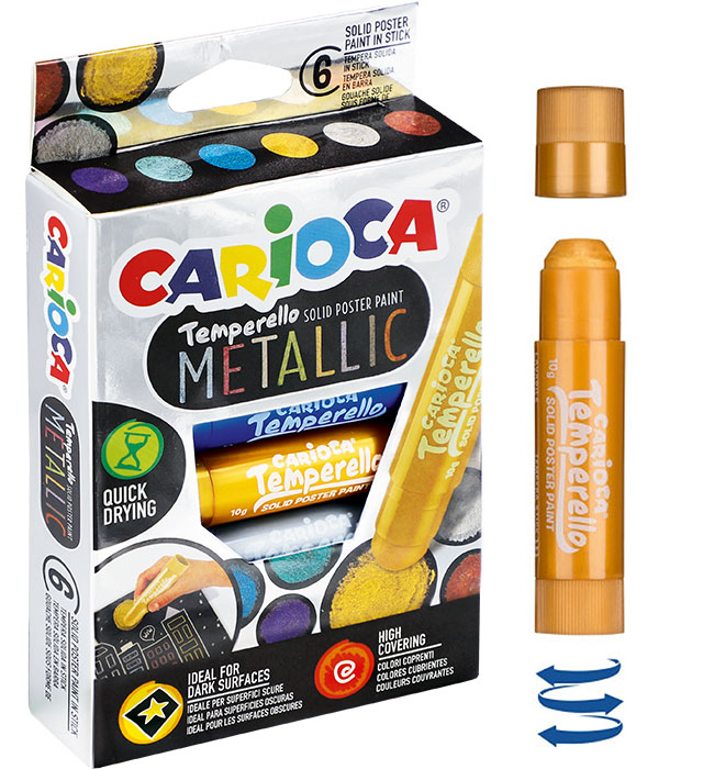 Farby w sztyfcie 6 kol. metalicznych TEMPERELLO Carioca