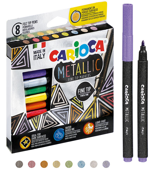 Flamastry metaliczne 8 kolorów Carioca