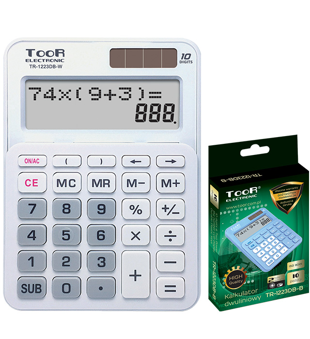Kalkulator dwuliniowy 10 pozycji TR-1223DB-W TOOR