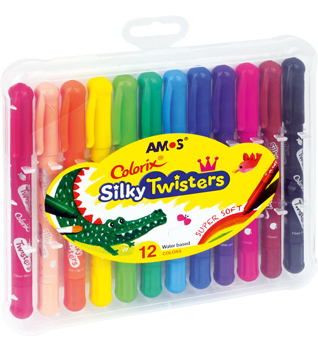 Kredki 12 kolorów Silky Twisters Amos