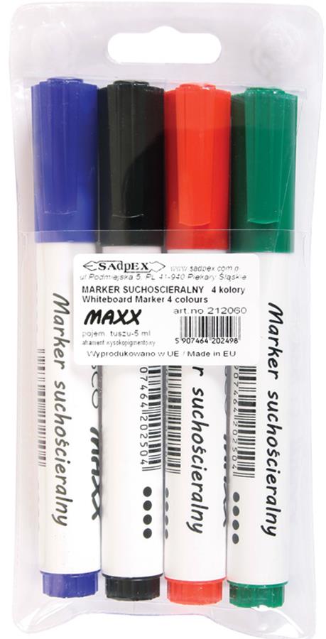 Marker suchościeralny 4 kolory Maxx
