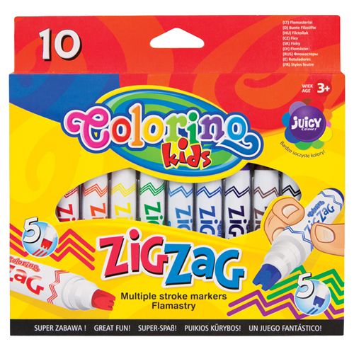 Flamastry zig zag 10 kolorów Colorino Kids