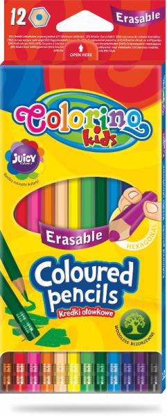 Kredki ołówkowe z gumką 12 kolorów Colorino Kids