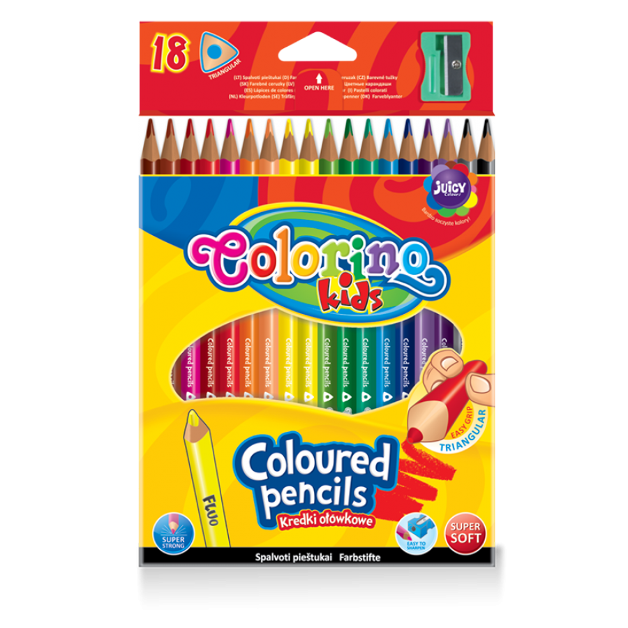 Kredki ołówkowe trójkątne 18 kolorów Colorino Kids