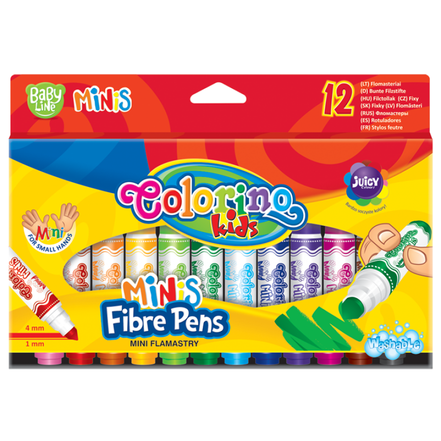 Flamastry stożkowe 12 kolorów mini Colorino Kids