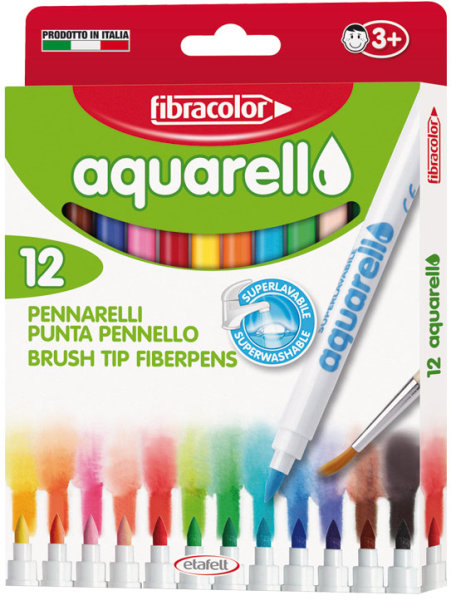 Flamastry akwarelowe Aquarello 12 kolorów Fibracolor