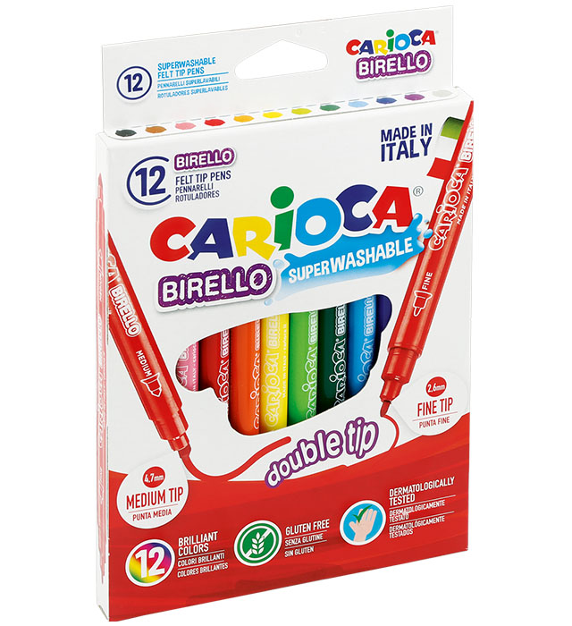 Flamastry dwustronne 12 kolorów Birello Carioca