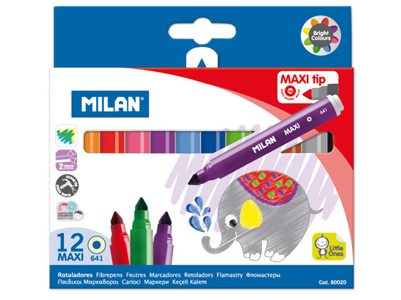 Flamastry stożkowe jumbo 12 kolorów Maxi Milan