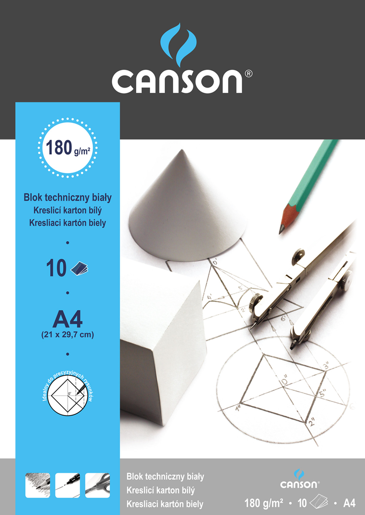 Blok techniczny biały A4/10 kartek 180g Canson