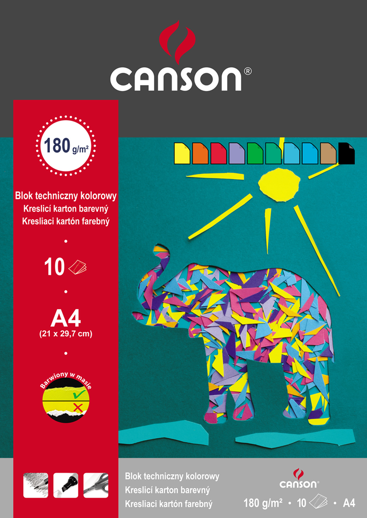 Blok techniczny kolorowy A4/10 kartek 160g Canson