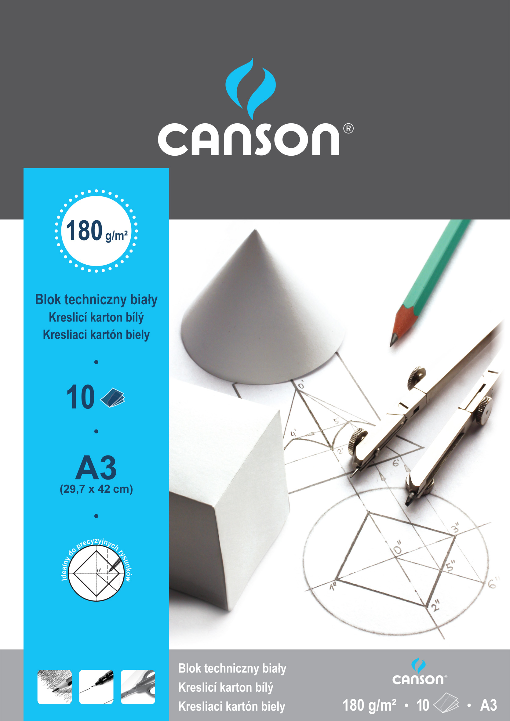 Blok techniczny biały A3/10 kartek 190g Canson