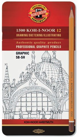 Zestaw ołówków H5-B5 12szt. w metalowym pudełku Koh-i-Noor