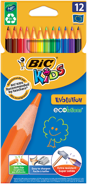 Kredki ołówkowe 12 kolorów Evolution Kids BIC