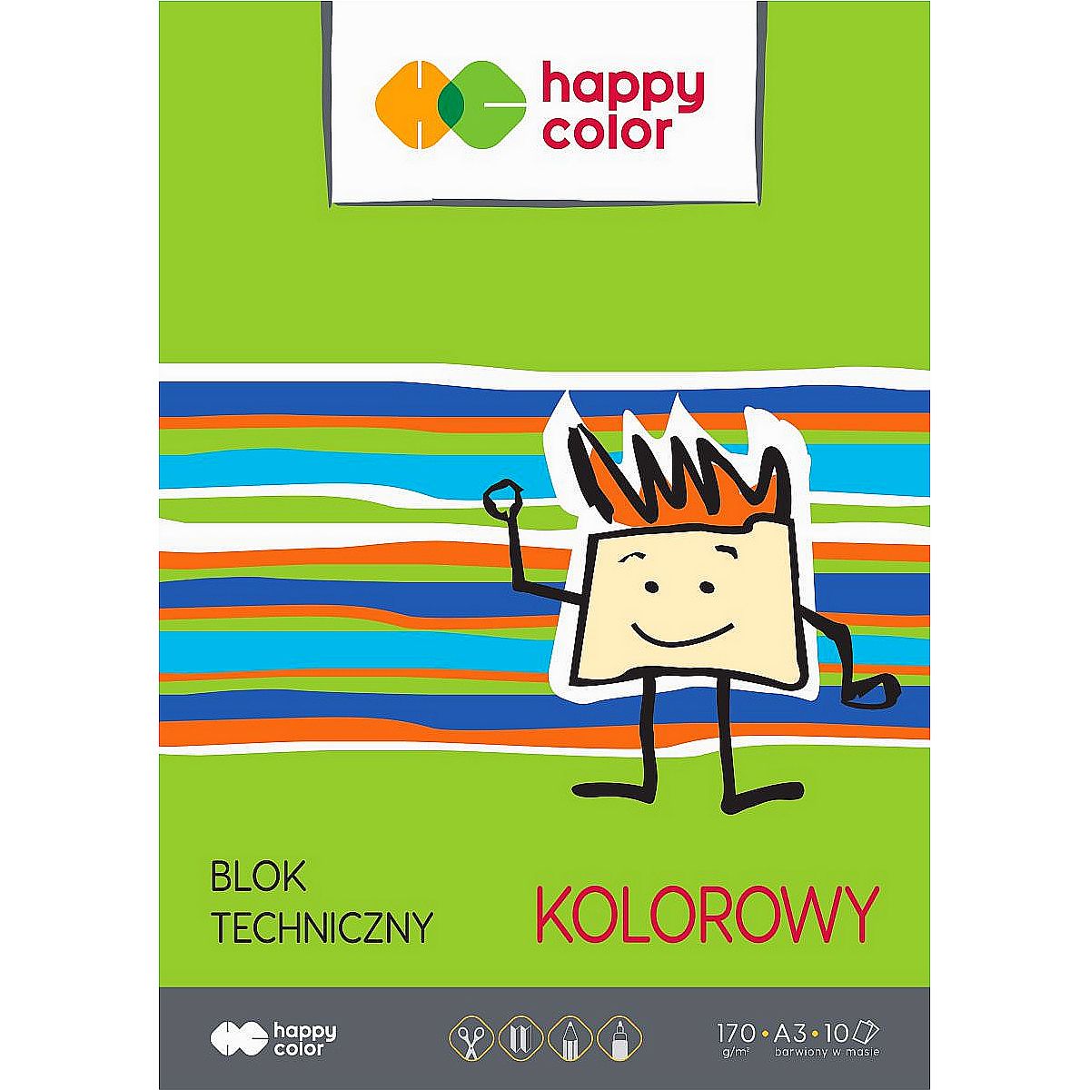 Blok techniczny kolorowy A3/10 kartek 170g Happy Color