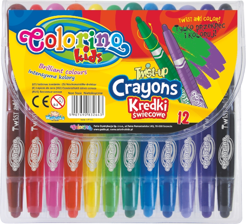 Kredki świecowe wykręcane 12 kolorów Colorino Kids