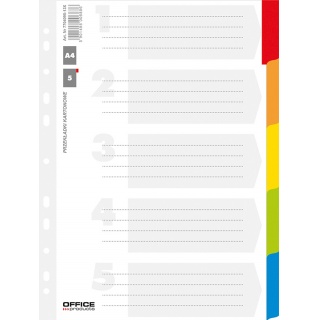 Przekładki A4 5 kolorów z indeksem laminowanym Office Products