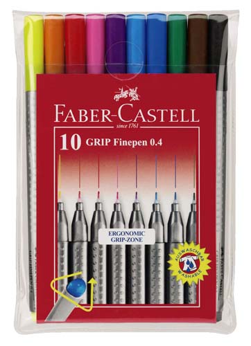 Cienkopis 10 kolorów 0,4 Grip Faber-Castell
