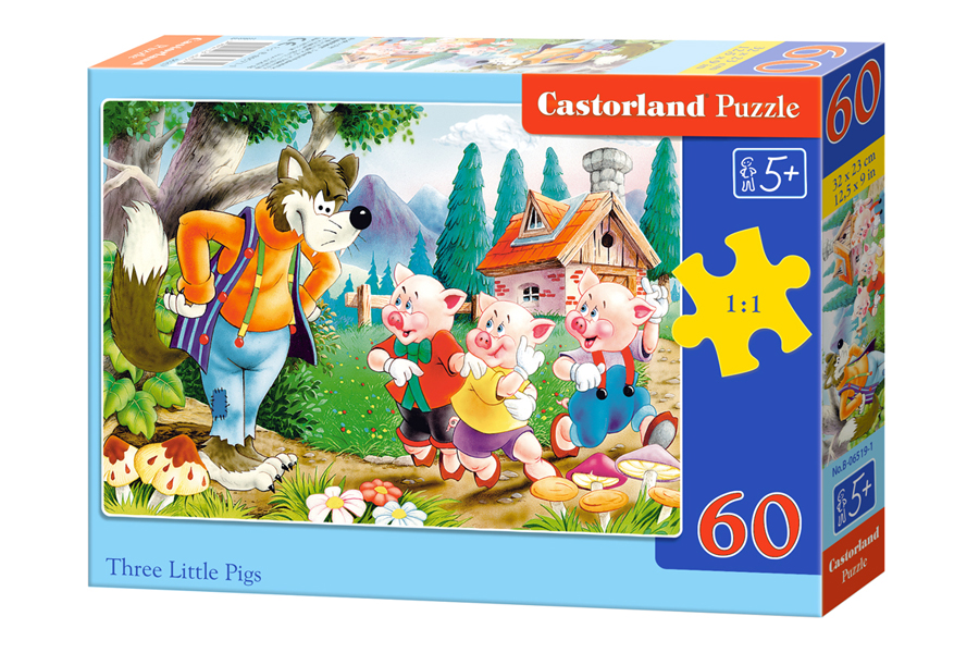  Puzzle 60 elementów trzy małe świnki +5 Castorland