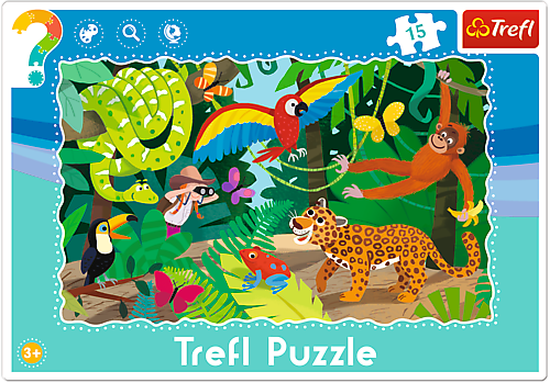 Puzzle ramkowe 15 elementów Las tropikalny +3 Trefl