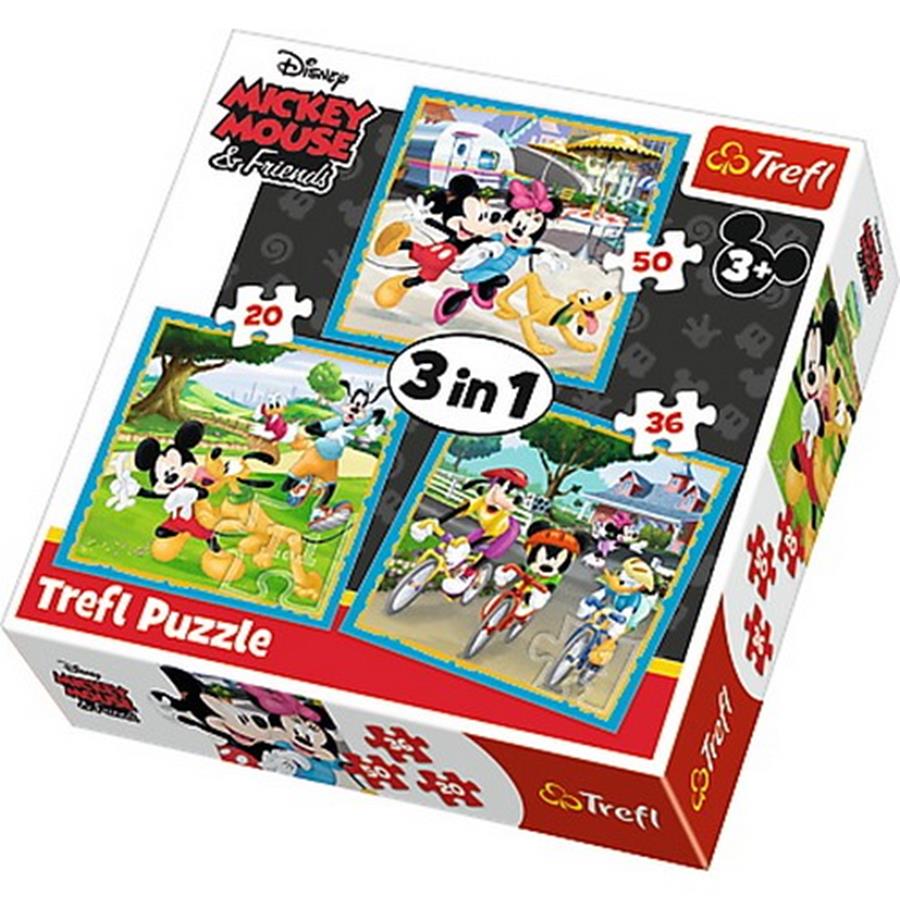 Puzzle 3w1 20/36/50 elementów Myszka Mickey +3 Trefl