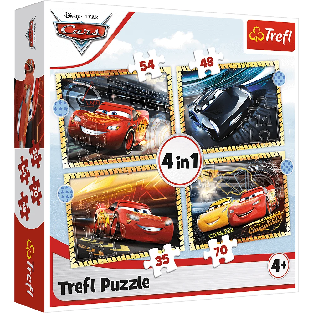  Puzzle 4w1 35/48/54/70 elementów Cars +4 Trefl