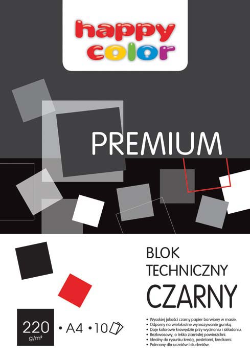 Blok techniczny czarny A3/10 kartek Premium 220g Happy Color