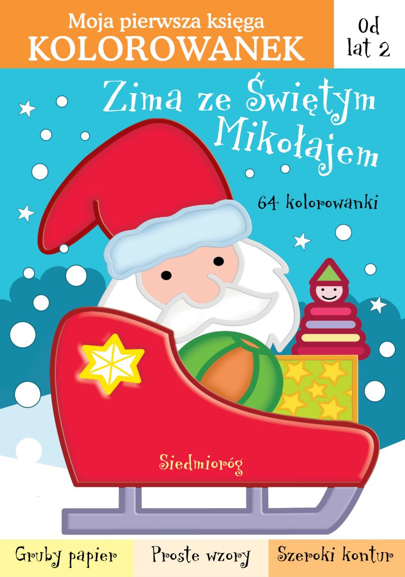 Kolorowanka Zima ze Świętym Mikołajem B5/64str Siedmioróg