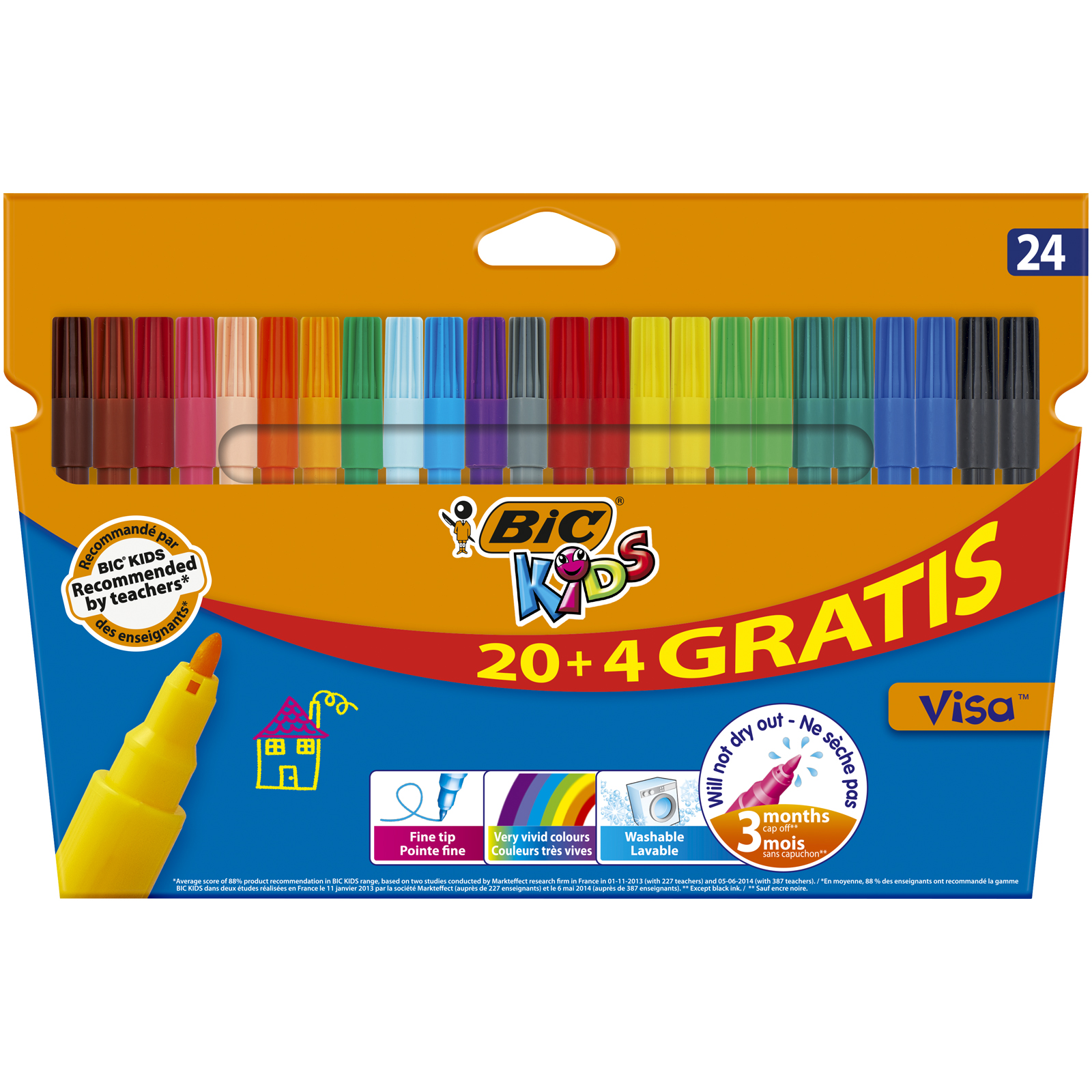 Flamastry 24 kolory Kids Kid Visa BIC
