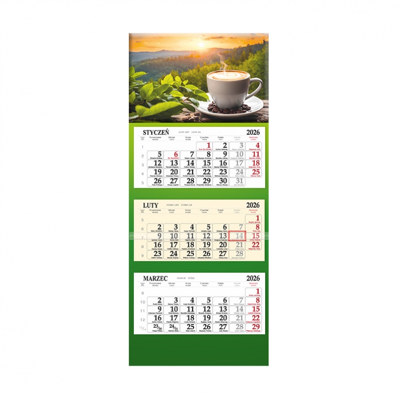 Kalendarz trójdzielny ścienny 32x85cm 2026 Sapt