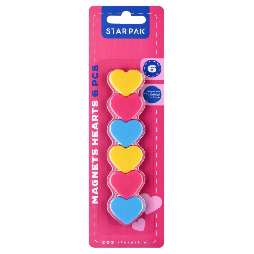Magnesy serce 3cm 6szt Starpak